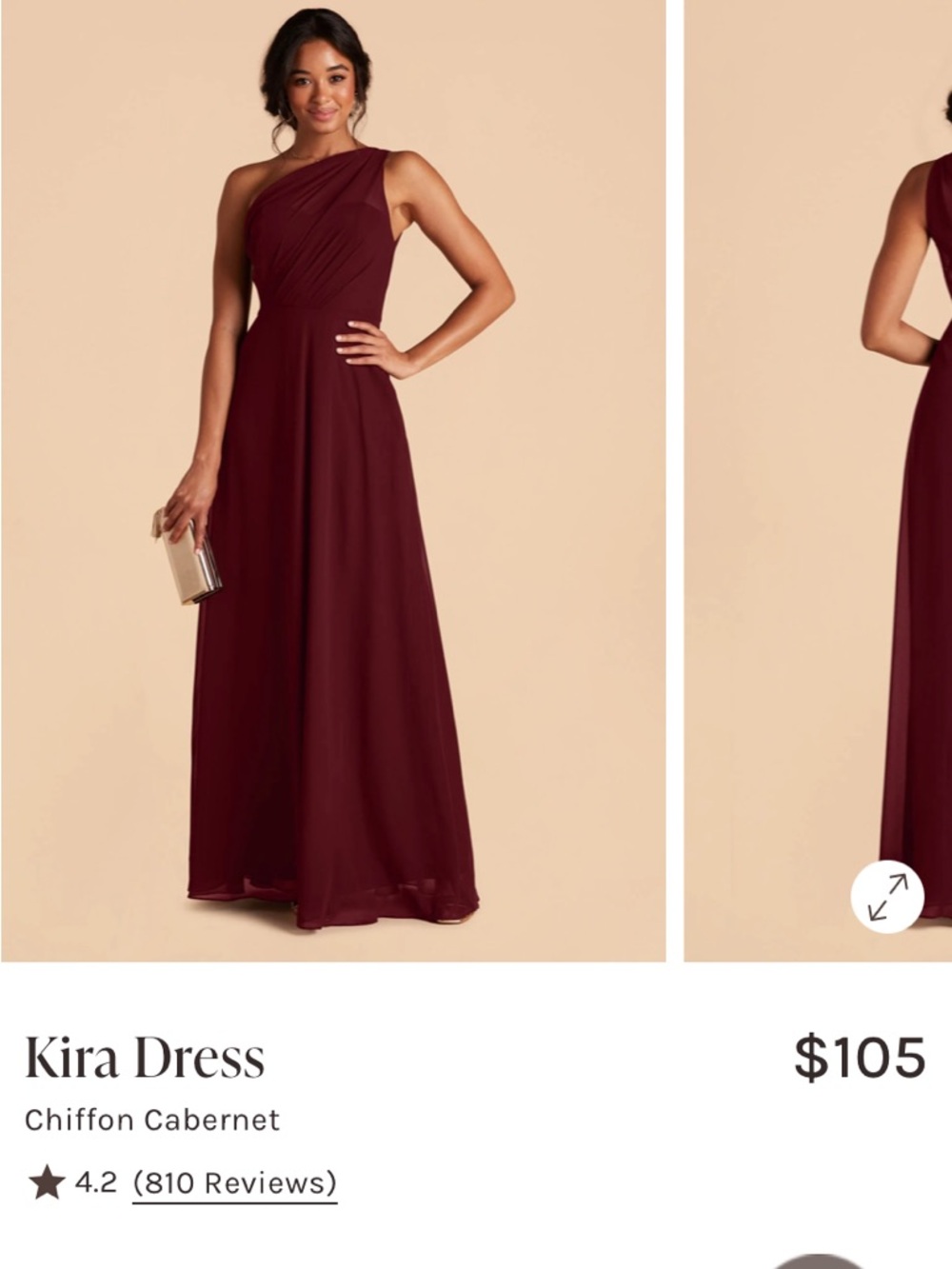One-Shoulder Chiffon Evening Gown in Cabernet
